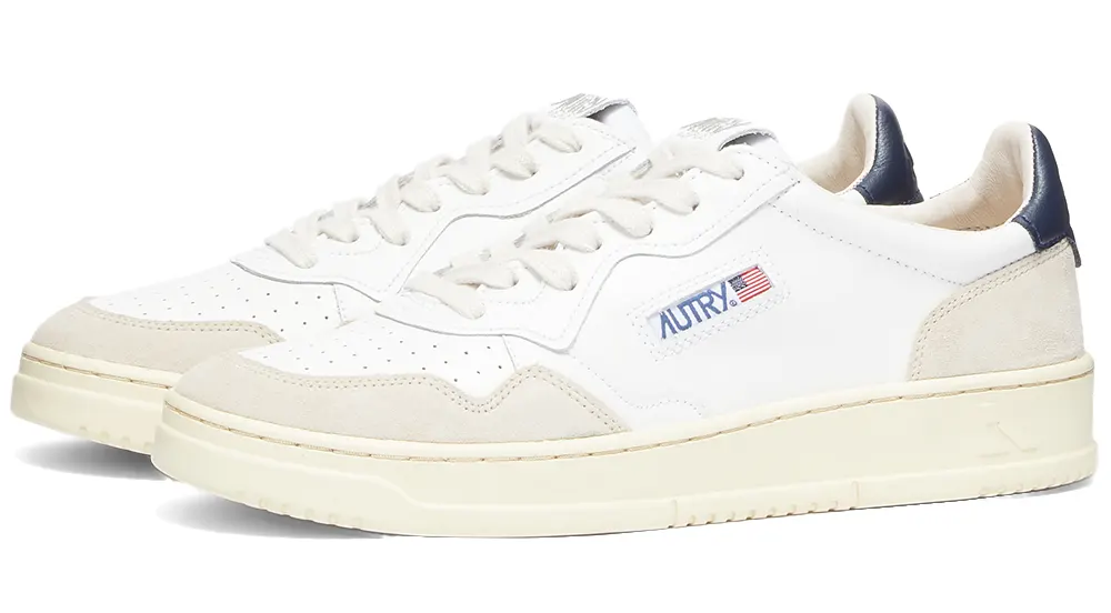 Autry 01 Low Leather And Suede Sneaker White & Navy