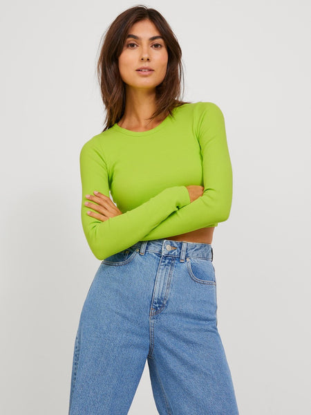 Feline Rib Crop Tee Royal Lime Punch