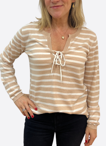 Eliza Tie V-neck Shirt Cream