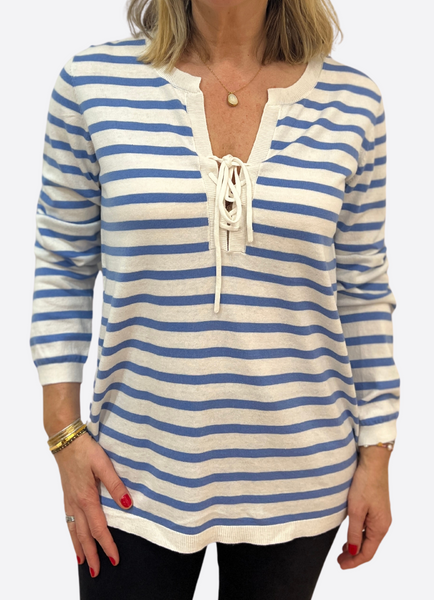 Eliza Tie V-neck Shirt Blue