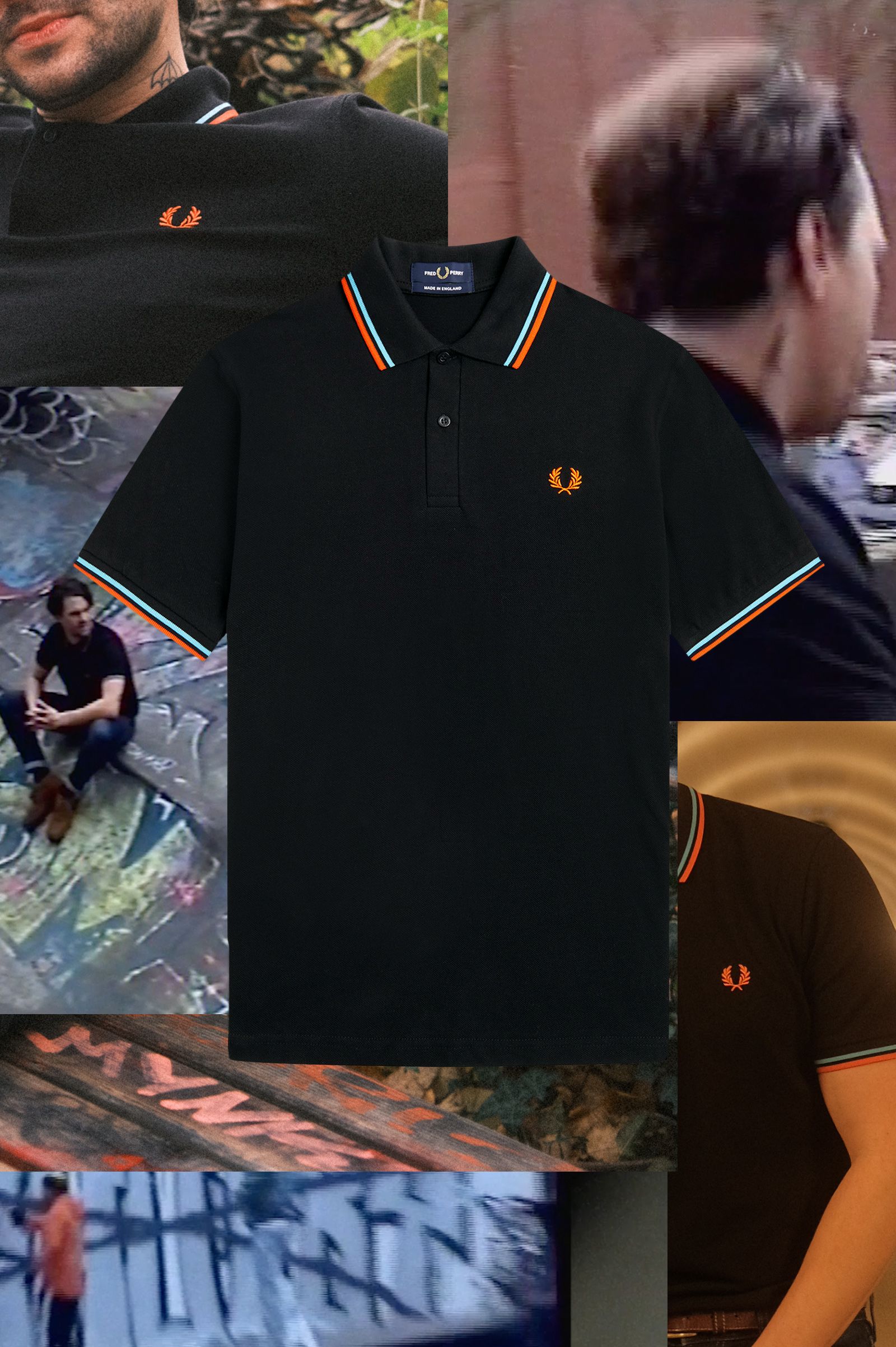 Fred Perry Fred Perry Reissues Original Twin Tipped Polo Black / Hamburg Sky