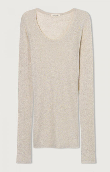 American Vintage Massachusetts Long Sleeve T-shirt - Cream Melange