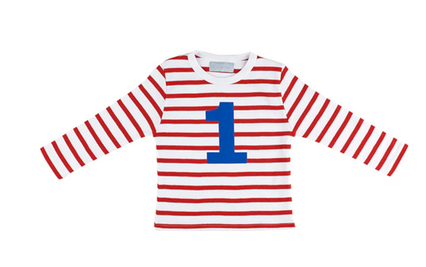 Red And White Stripe Number Long Sleeved T-shirt