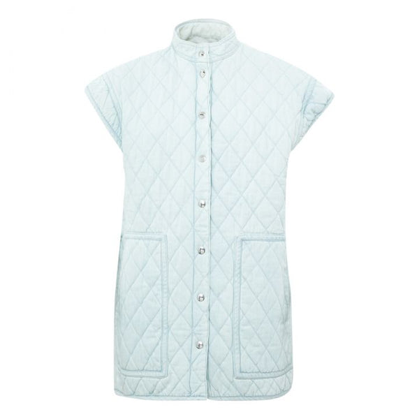 Rosy Quilted Washed Denim Waistcoat