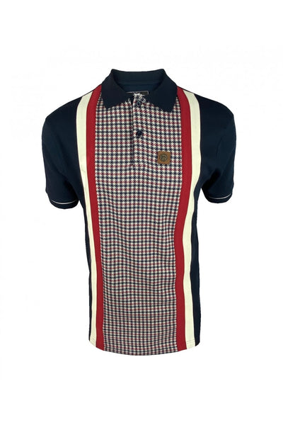 Houndstooth Panel Polo Navy