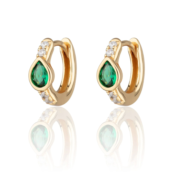 | Green Teardrop Huggie Earrings