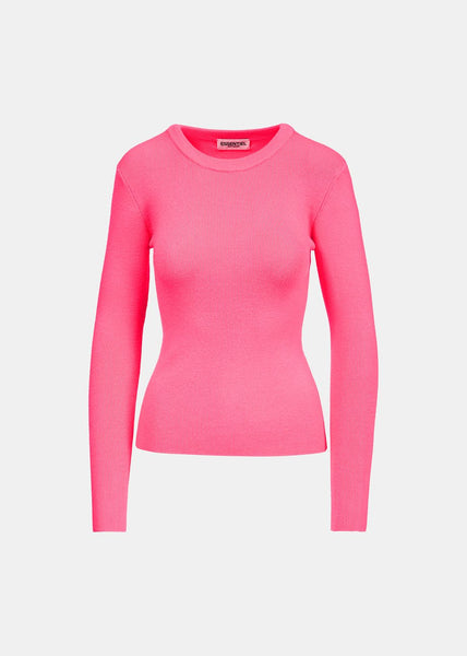 Essentiel Antwerp Neon Pink Rib-knitted Sweate