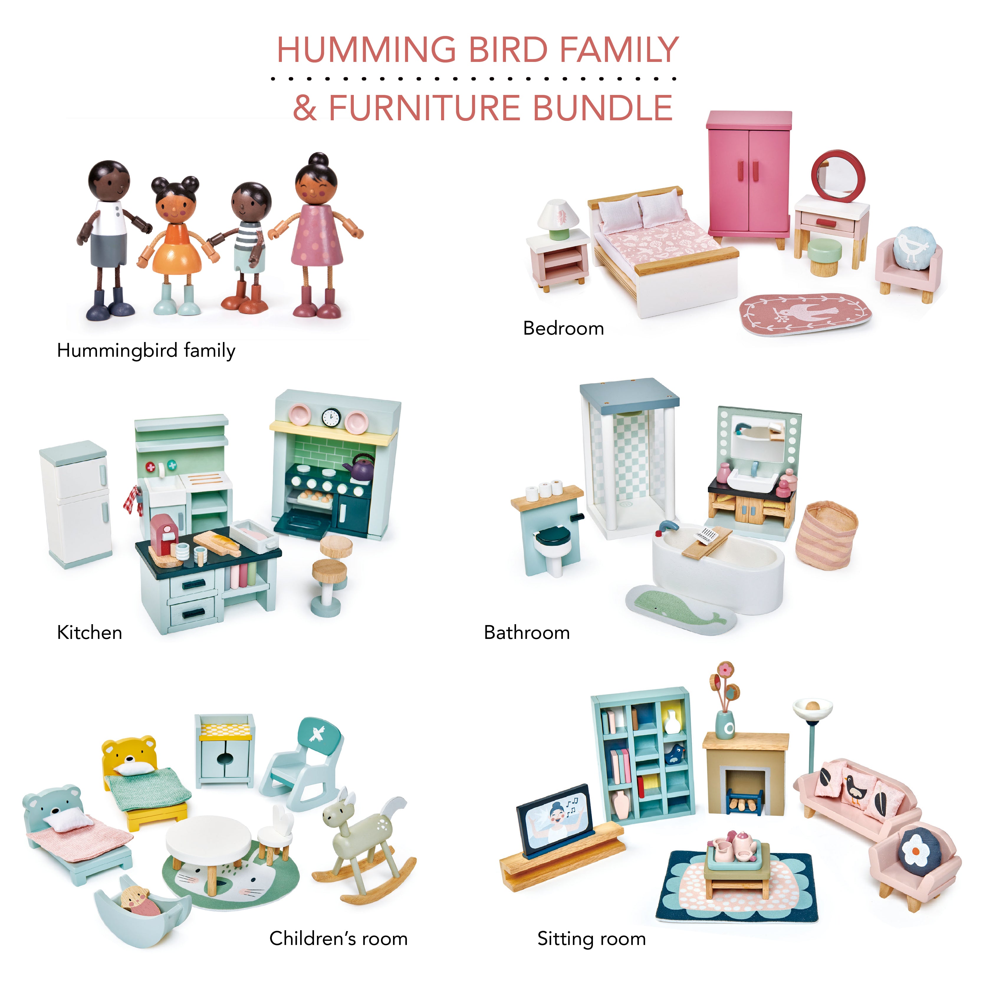 Tender Leaf Toys Hummingbird Family & Furniture Bundle