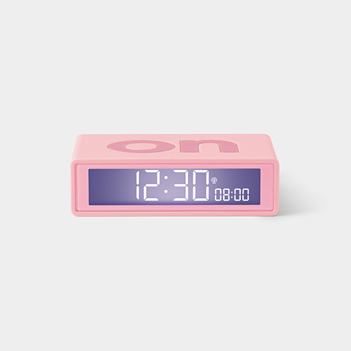 Lexon Design Pink Flip Travel Alarm Clock