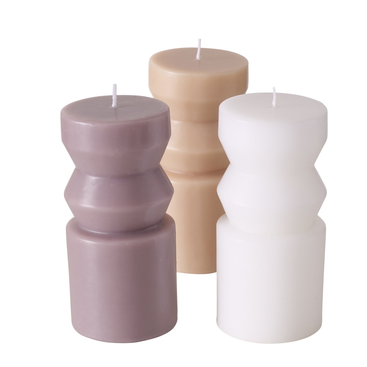 &Quirky Celona Pillar Candle : Beige, Brown or White