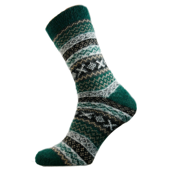 Green Fair Isle Wool Blend Socks