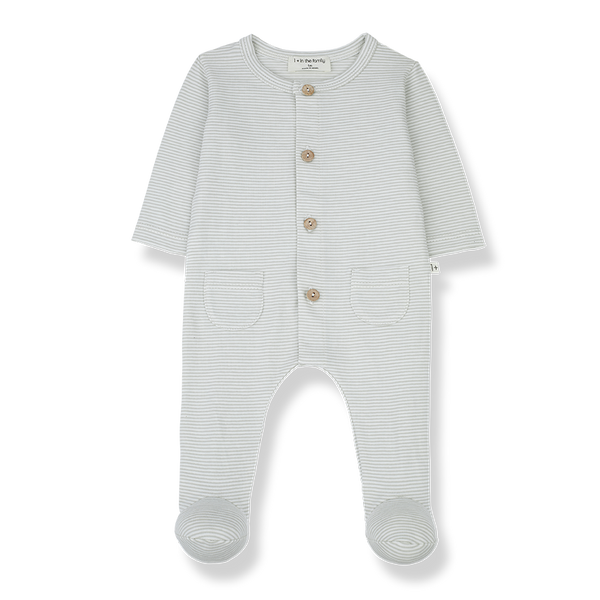 Florian Fine Striped Jersey Babygrow In Jade