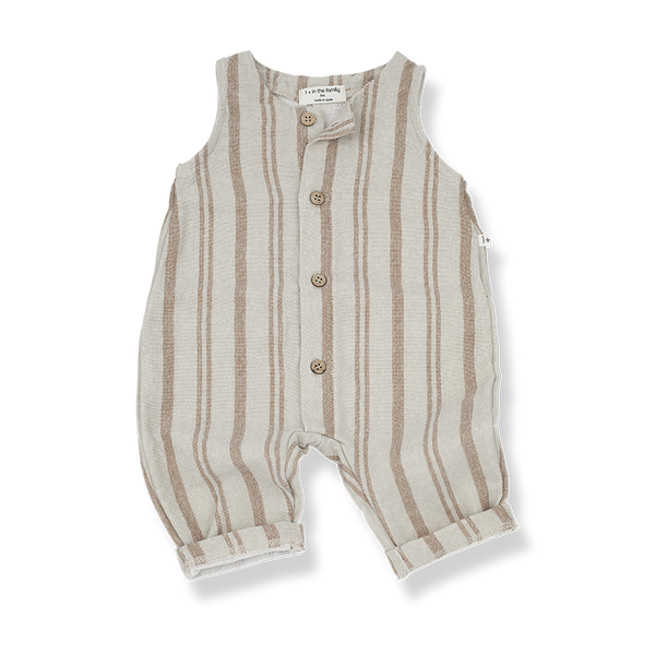 Ciro Striped Overall Romper In Biscotto