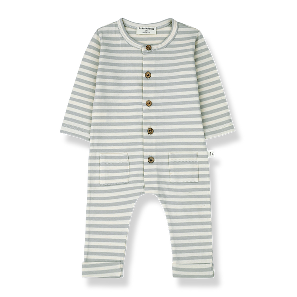 Roman Striped Jersey Baby All In One In Jade