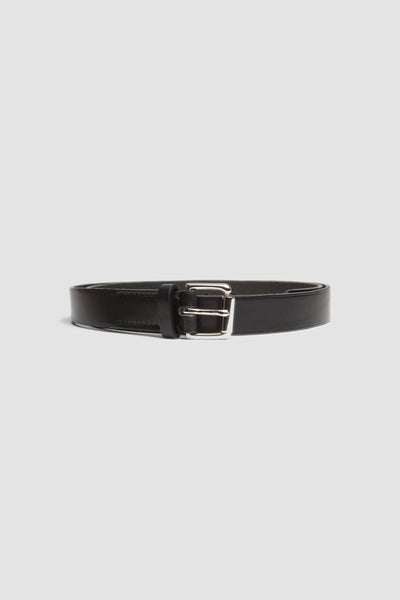 Simple Boucle Leather Belt Black