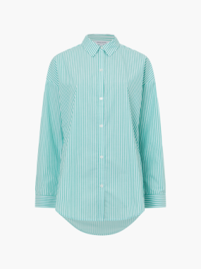 Boyfriend Stripe Shirt - White / Jade