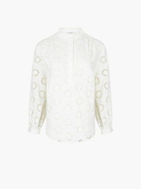 Daisy Cut Out Long Sleeved Shirt - White