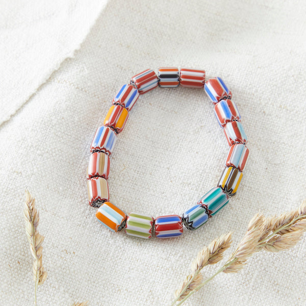 Jangali Pattern Glass Bead Bracelet - Recycled Fair Trade