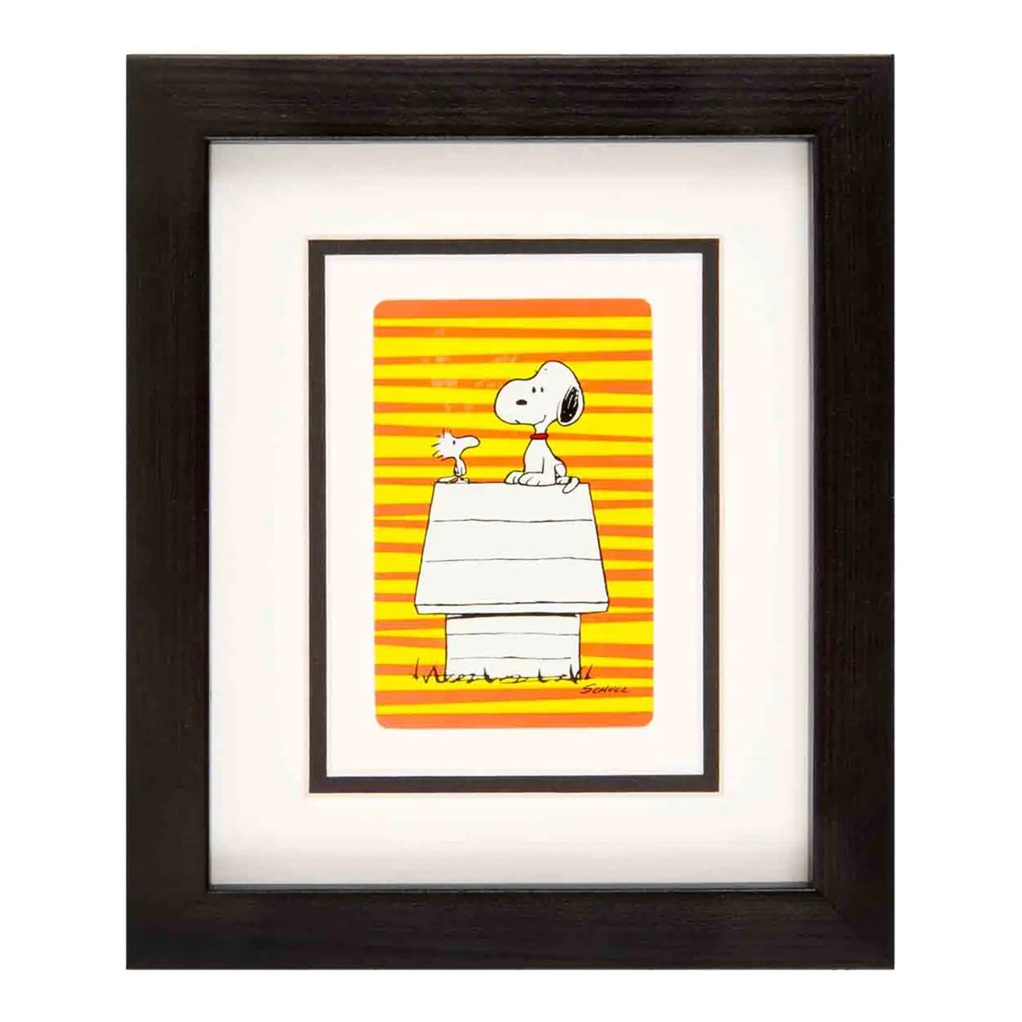 Framed Vintage Snoopy Playing Cards - Snoopy On House (orange & Yellow)