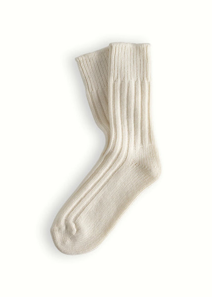 Wool Solid Socks - White