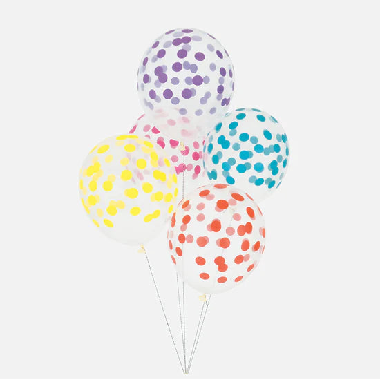 My Little Day Balloons: 5 Balloons Printed With Multicolored Confetti