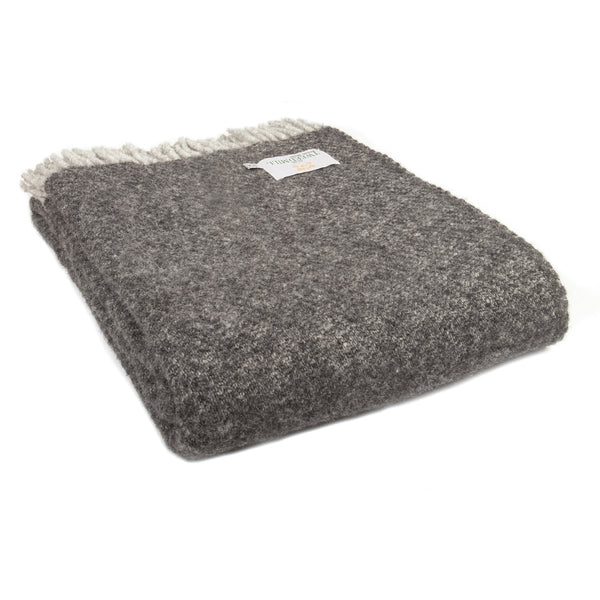 Charcoal Grey Boa Pure Wool Throw Blanket