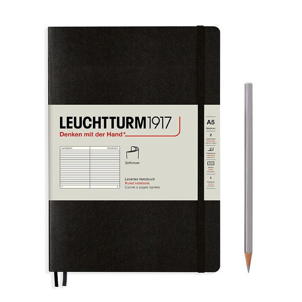 Leuchtturm1917 Medium (a5) Softcover Notebook - Black