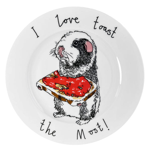 Jimbob Art Plate China Guinea Pig I Love Toast The Most