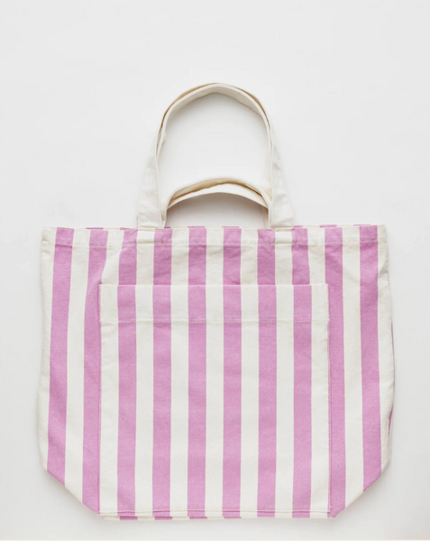 Giant Pocket Tote Pink Awning Stripe