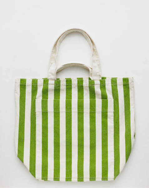 Giant Pocket Tote Green Awning Stripe