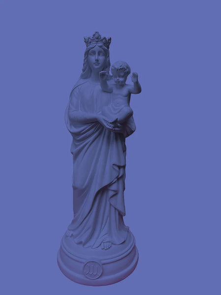 J'AI VU LA VIERGE Lavanda Statuetta Madonna Con Bambino Cm 29