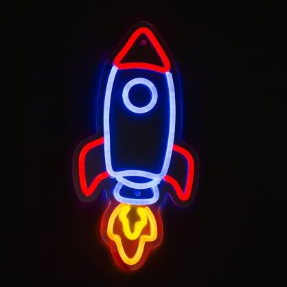 Neon Rocket LED Light Wall Sign