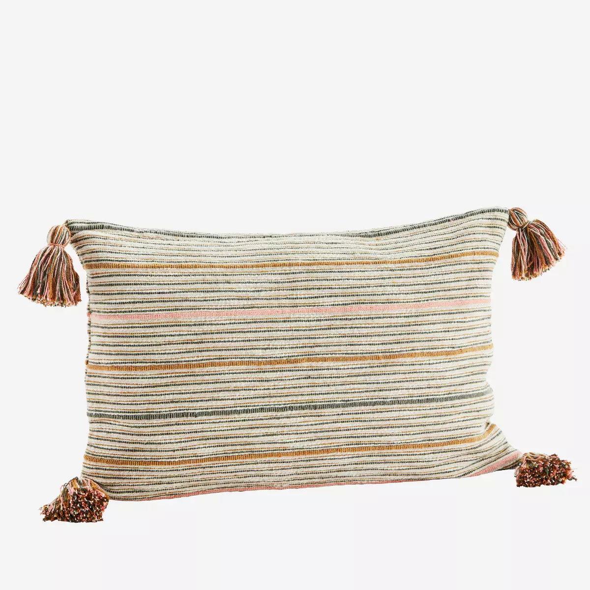 Madam Stoltz Multi Stripes with Tassels Cushion