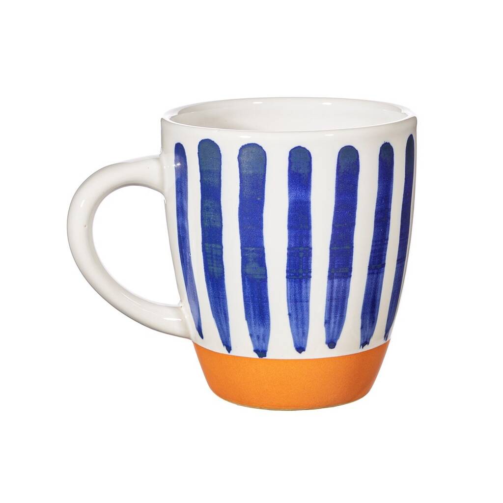 Sass & Belle  Ceramic Mug With White And Colbalt Blue Brush Stroke