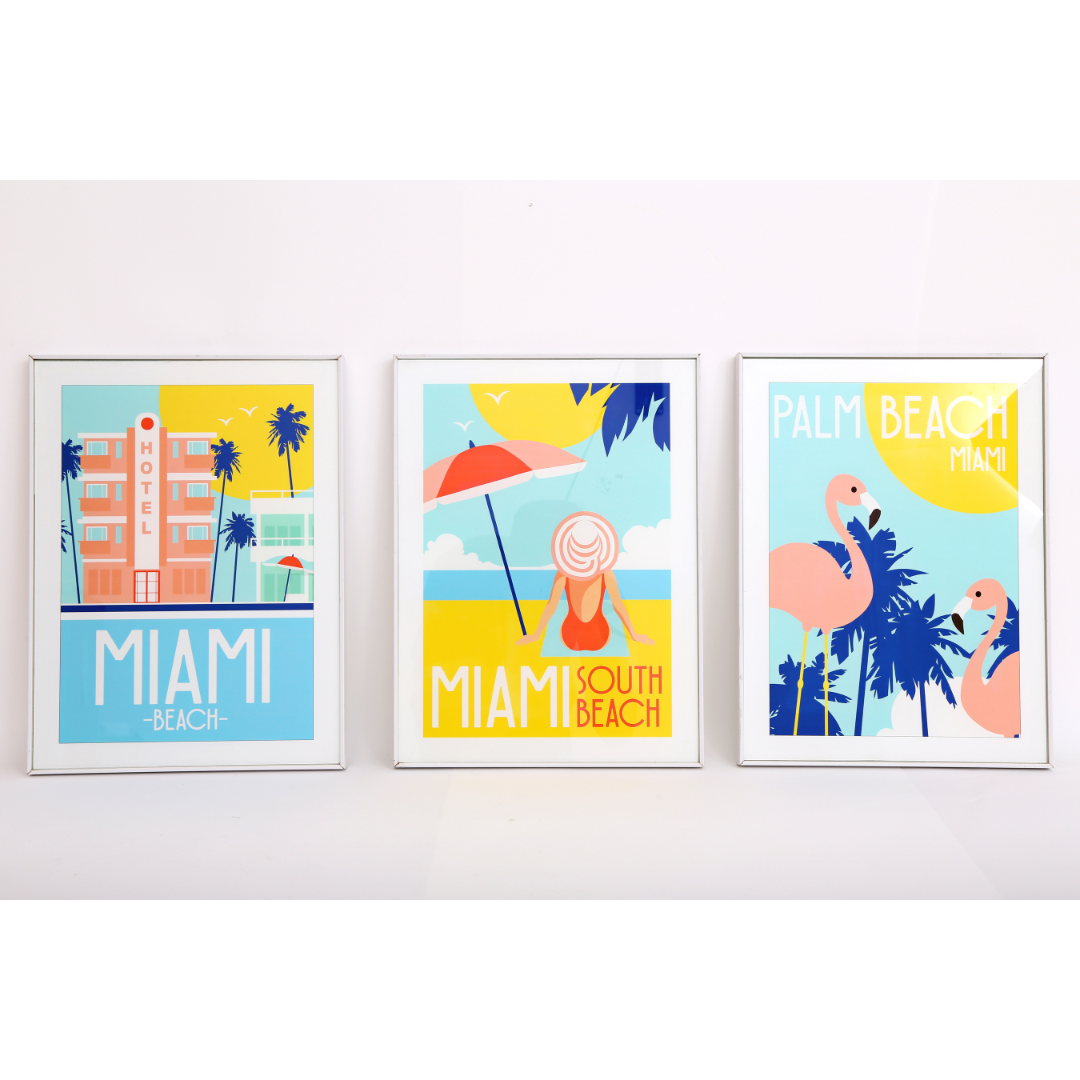 Temerity Jones South Beach Glass Frame Plaque : Flamingo, Hotel or Beach