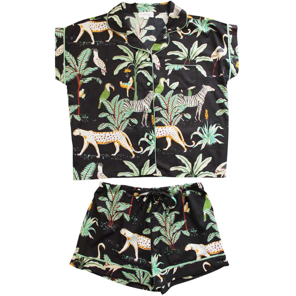 Ladies Safari At Night Print Cotton Short Pyjama Set CH7908