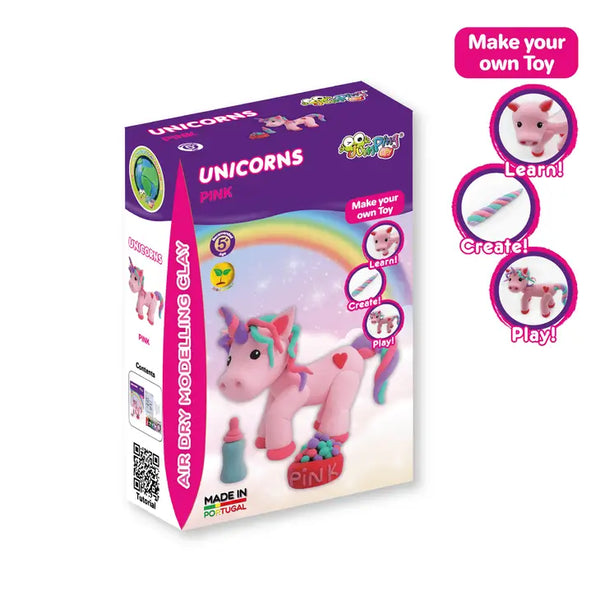JumpingClay Pink - Unicorns Collection- Air Dry Modelling Clay Kit