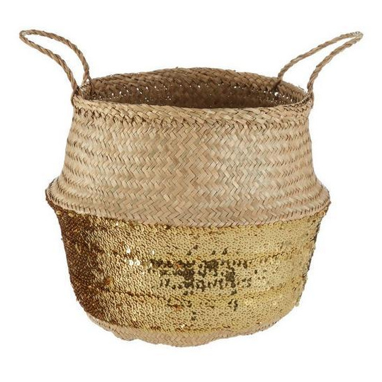 Stuff & Co Large Gold Seagrass Sequin Basket
