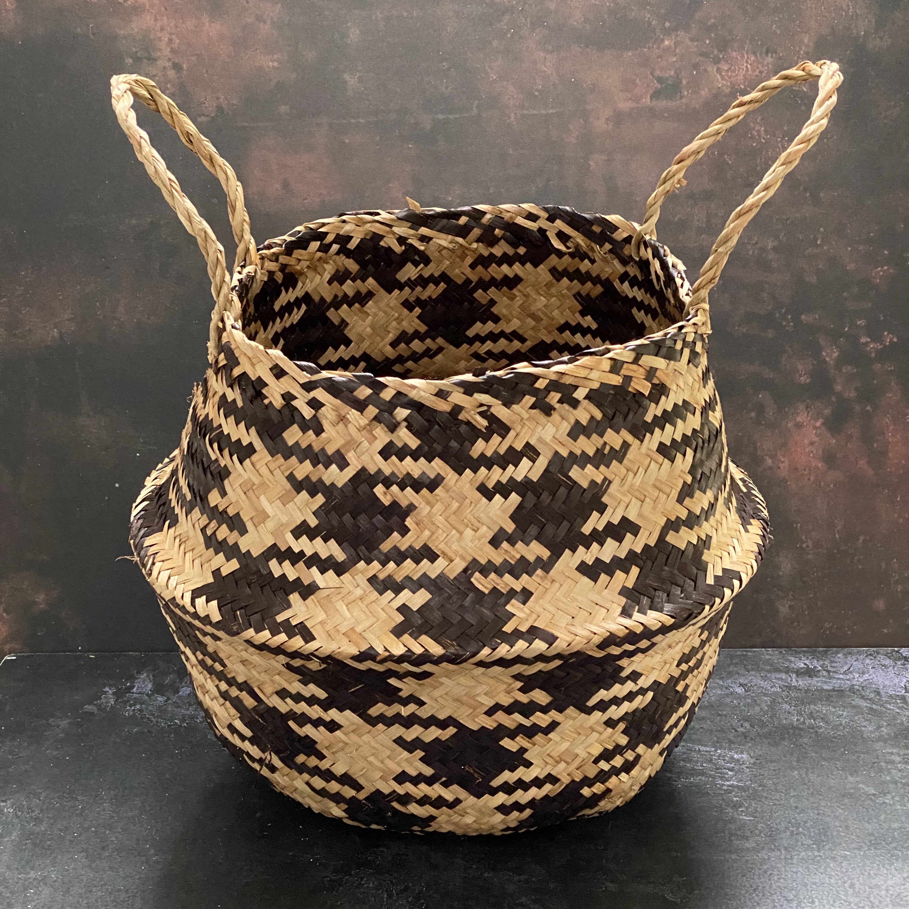 Stuff & Co CHECK PATTERNED SEAGRASS BASKET