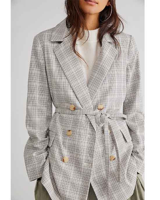 Olivia Plaid Blazer Natural Plaid