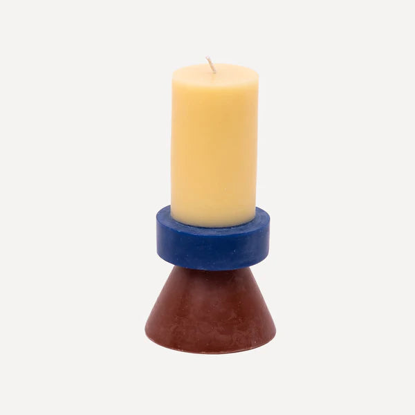 yod-and-co-tall-banana-navy-and-chocolate-stack-candle