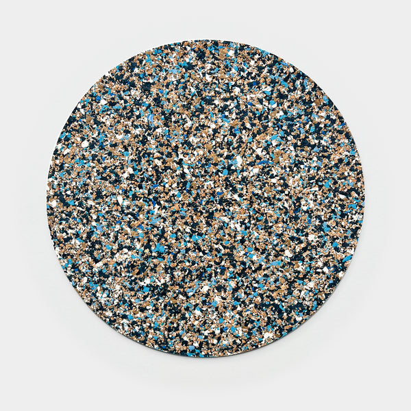 Blue Round Speckled Cork Placemat