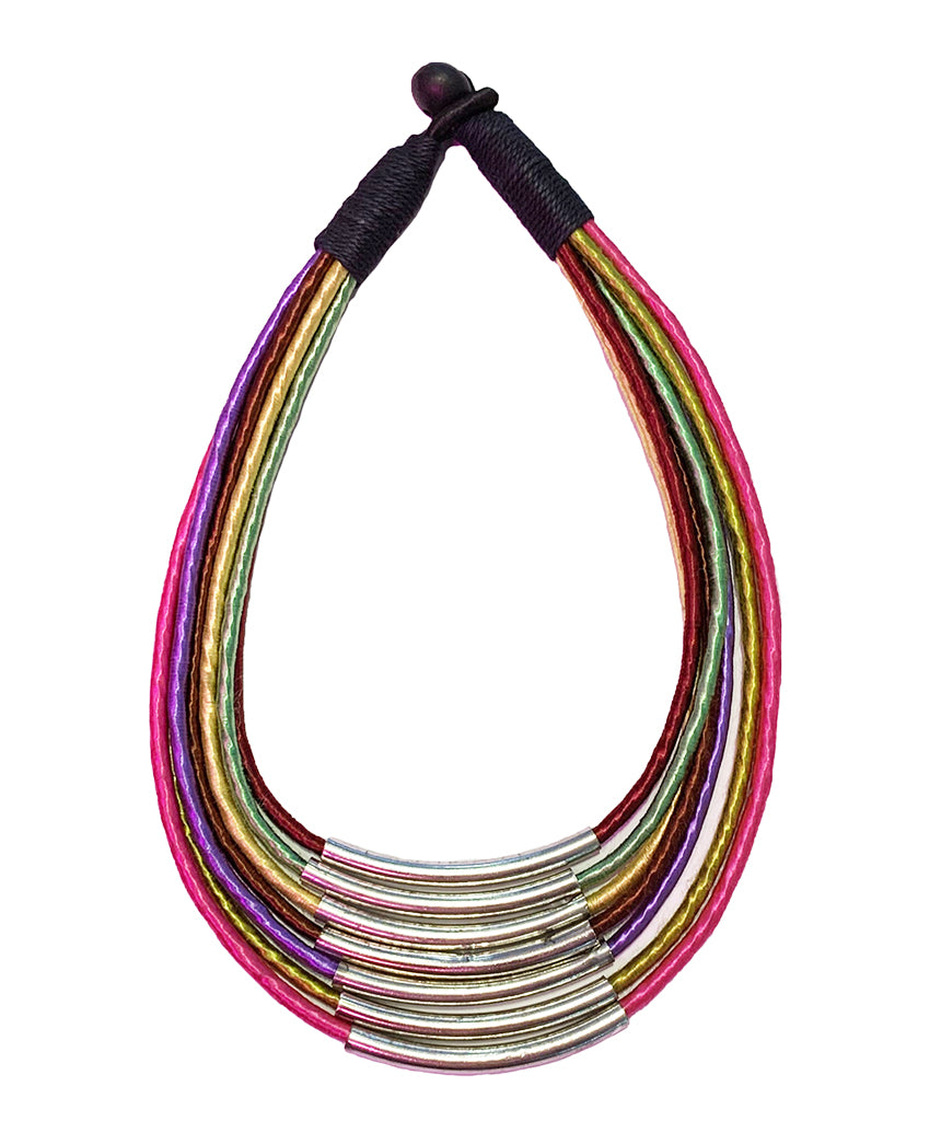 Rainbow Effect Necklace With Piping IV7011