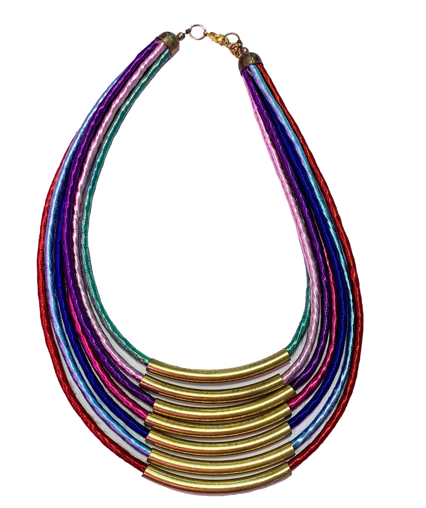Rainbow Effect Necklace With Piping