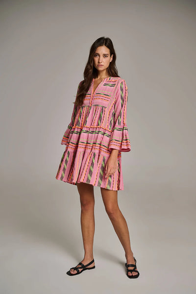 - Ella Dress Pink & Orange Stripe