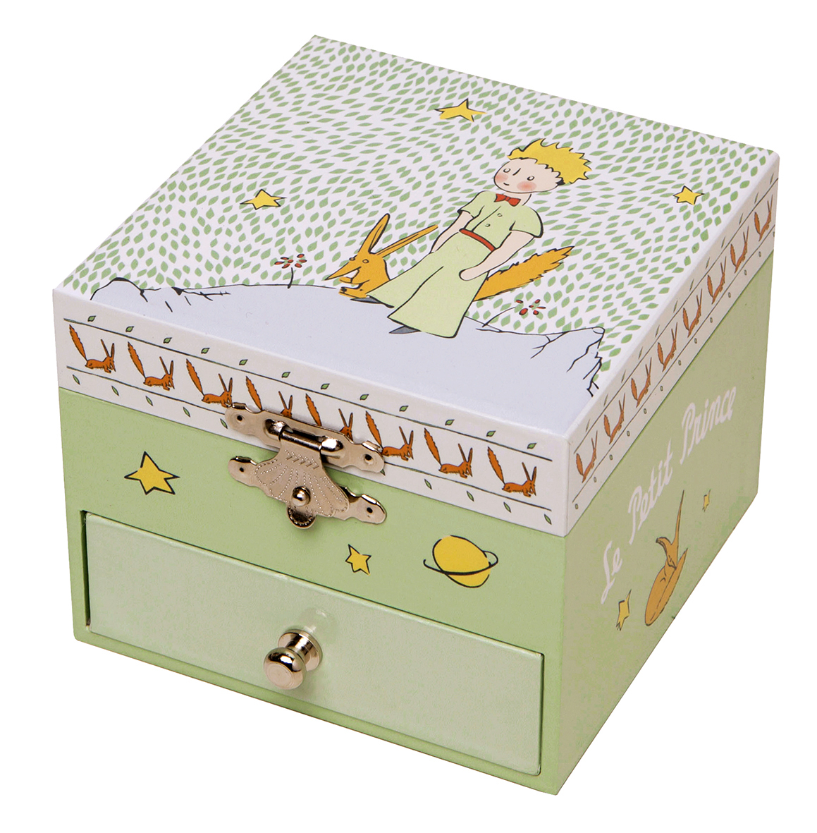 Trousselier Green The Little Prince Phosphorescent Garden Cube Musical Jewelry Box