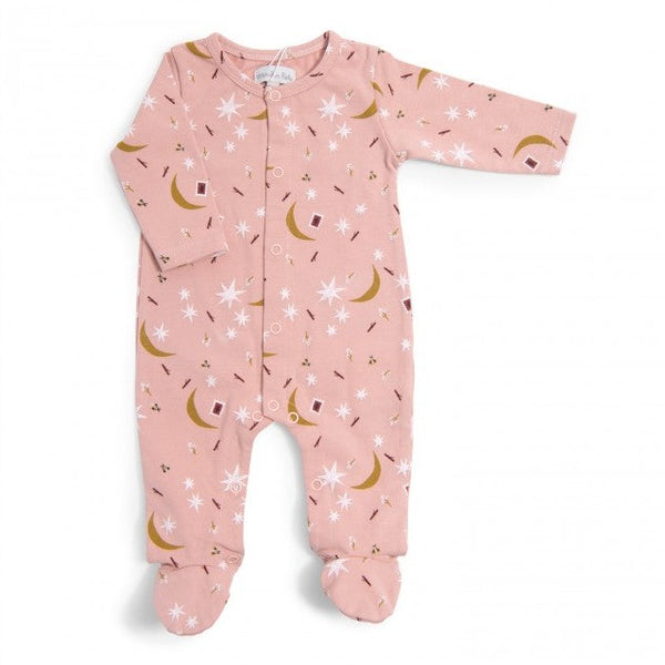 Pink Star & Moon Cotton Sleepsuit