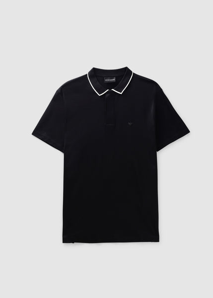 Mens Detailed Polo Shirt In Black
