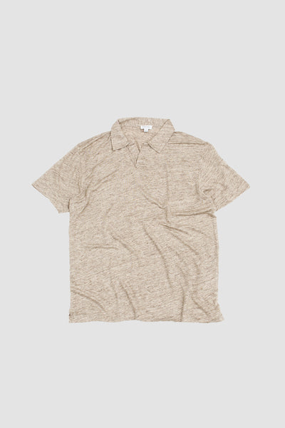 Linen Polo Shirt Oatmeal Melange