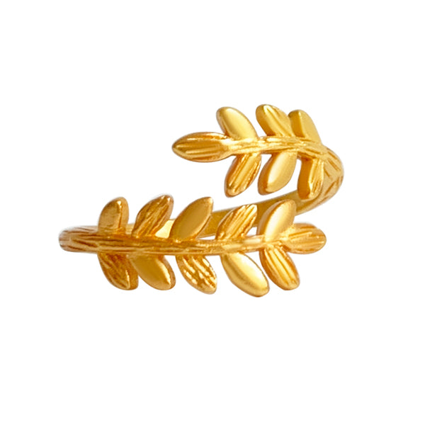 Double Leaf Design Gold Ring